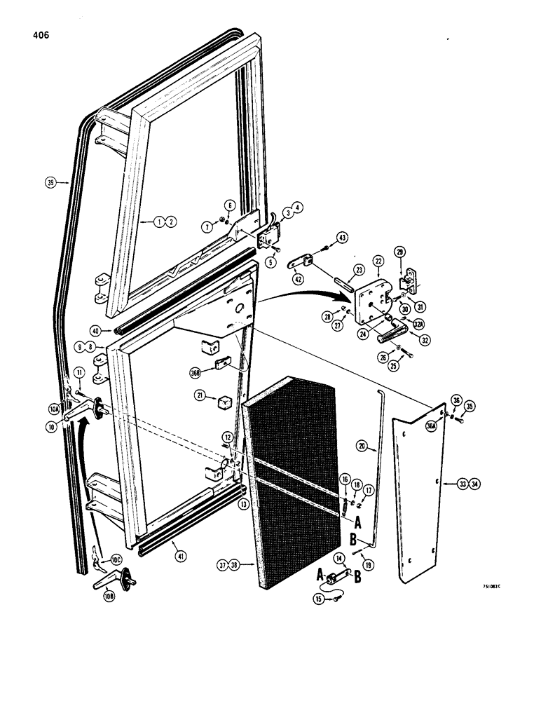 Схема запчастей Case W20 - (406) - CAB DOORS (09) - CHASSIS/ATTACHMENTS