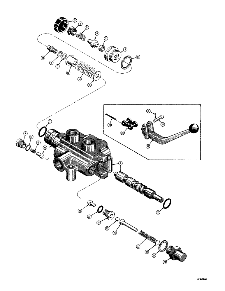 Схема запчастей Case 310F - (150) - D27049 HYDRAULIC CONTROL VALVE (07) - HYDRAULIC SYSTEM