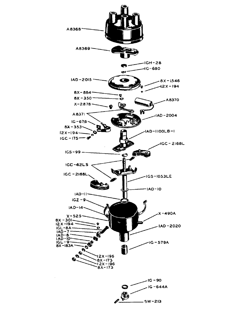 Схема запчастей Case 256 - (022) - 10006 DISTRIBUTOR, (AUTO-LITE #IAD-6004-1C) (06) - ELECTRICAL SYSTEMS