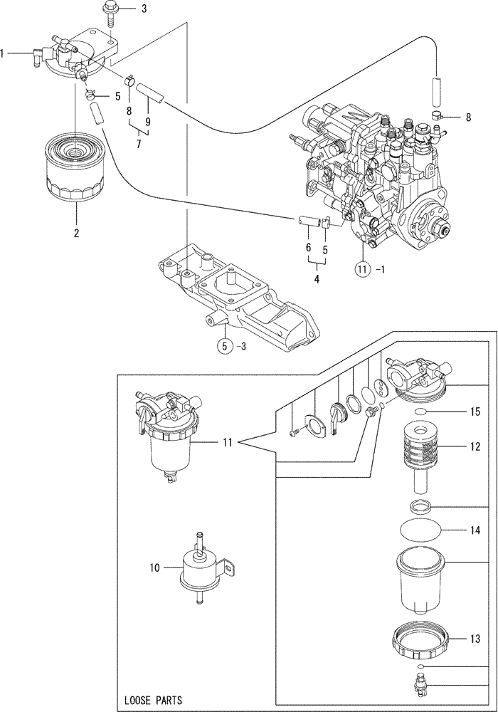 Схема запчастей Case CX36B - (08-013) - FUEL LINE (10) - ENGINE