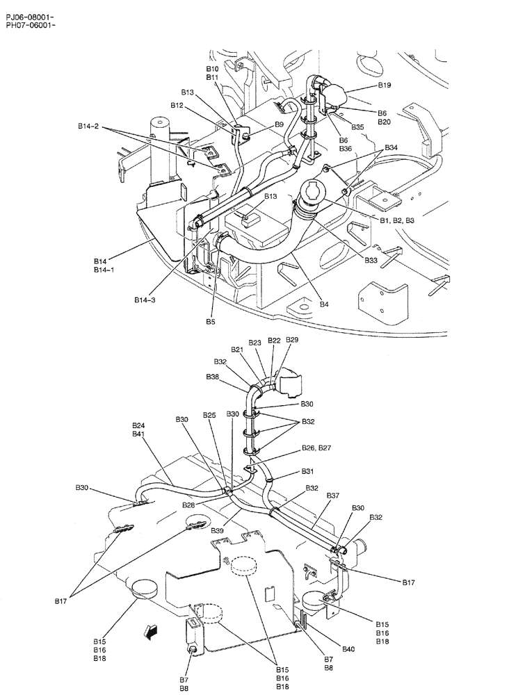 Схема запчастей Case CX50B - (01-015) - TANK ASSY, FUEL (CANOPY) (PH20P00014F1) (05) - SUPERSTRUCTURE