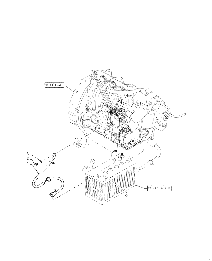 Схема запчастей Case SR175 - (55.302.AI[02]) - NO BATTERY DISCONNECT MED ISM (SR175,SV185) (55) - ELECTRICAL SYSTEMS