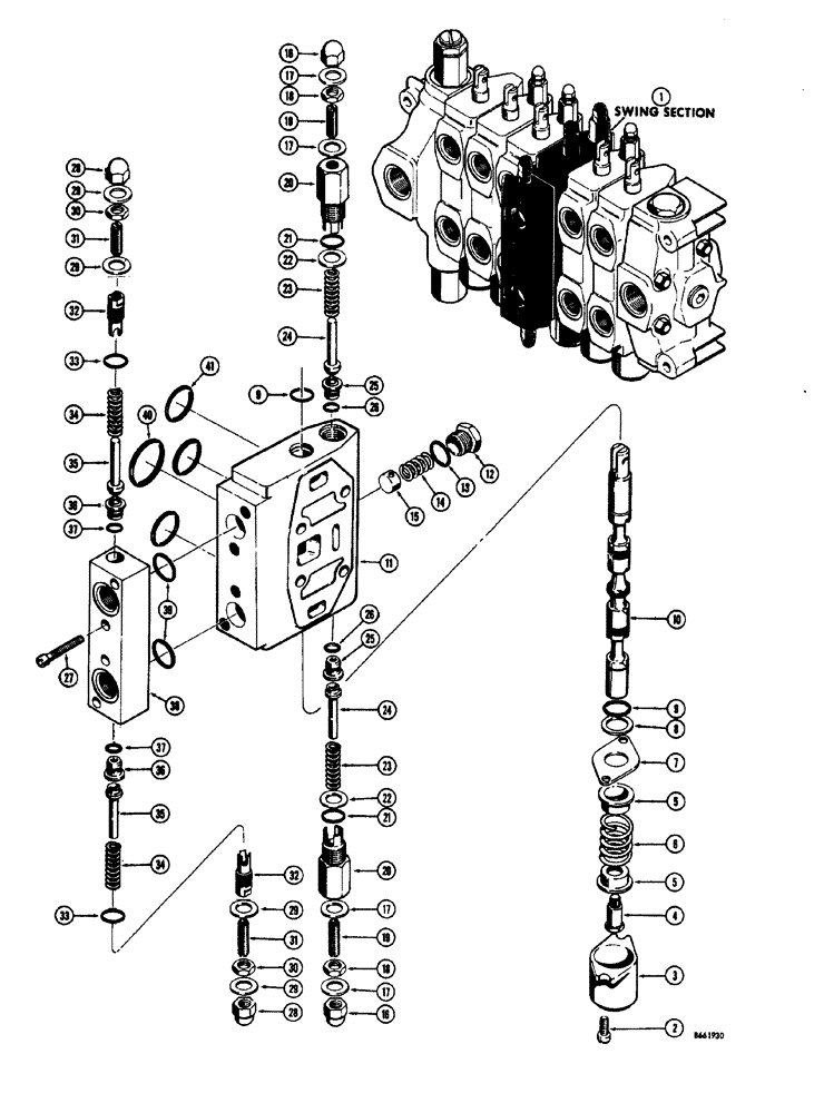 Схема запчастей Case 34 - (196) - D40756 BACKHOE SWING SECTION 