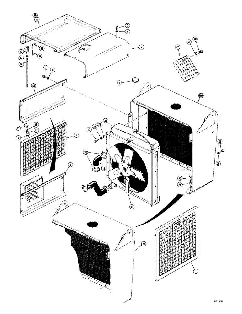 Схема запчастей Case 300 - (128) - HOOD, SIDE SCREENS AND GRILLE (12) - Chassis/Attachments