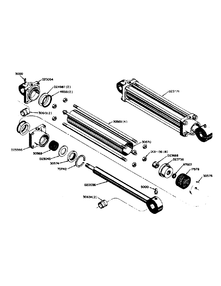 Схема запчастей Case 310B - (57) - D23774 HYDRAULIC BUCKET CYLINDER 