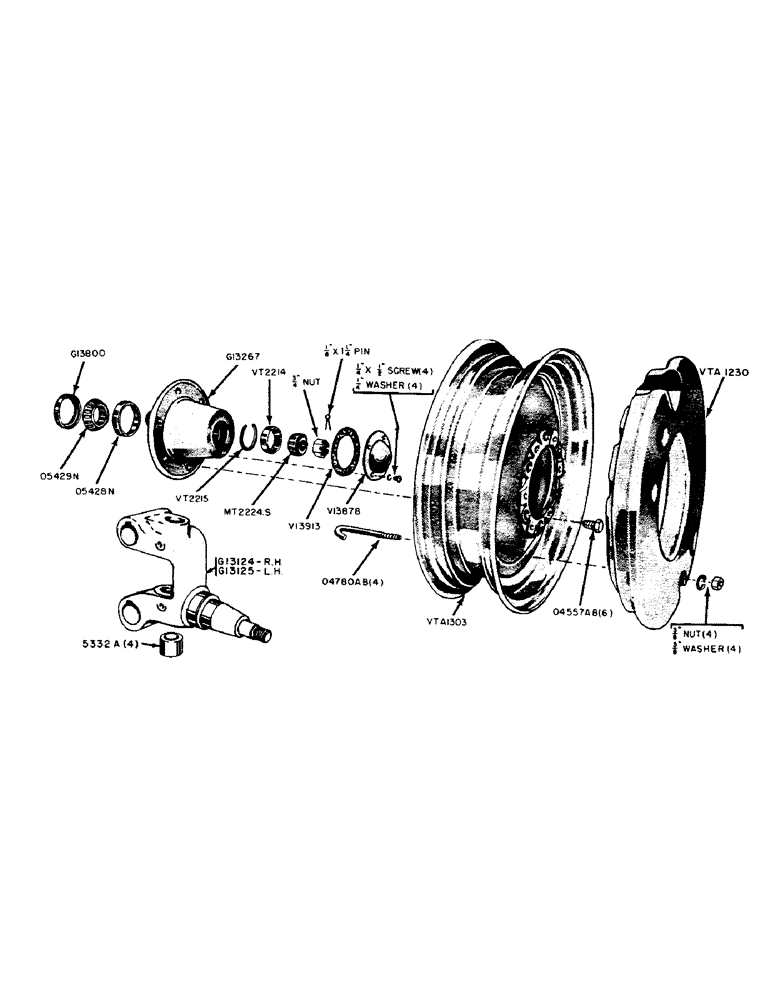 Схема запчастей Case 320 - (082) - FRONT WHEEL, HUB AND SPINDLE, STANDARD (05) - STEERING