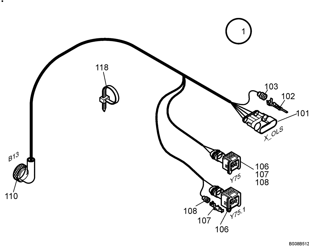 Схема запчастей Case 121E - (32.753[2992621000]) - WIRE HARNESS RIDECONTROL (55) - ELECTRICAL SYSTEMS