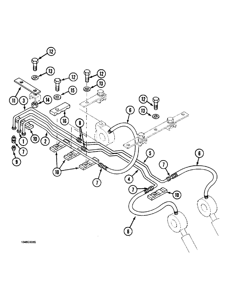 Схема запчастей Case 1088 - (8H-6) - CYLINDER LUBRICATION LINES, TUBES AT BOOM (08) - HYDRAULICS