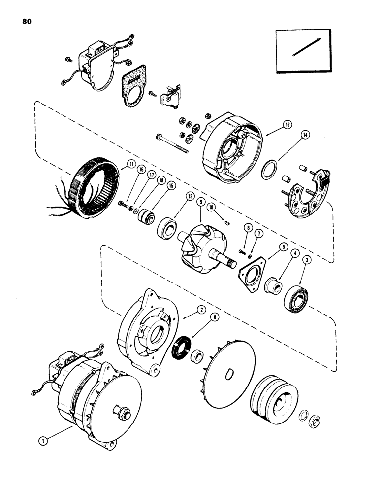 Схема запчастей Case 850B - (080) - R36587 ALTERNATOR, 42 AMP- 24 VOLT, U.S. STANDARD EXTERNAL THREADS (06) - ELECTRICAL SYSTEMS