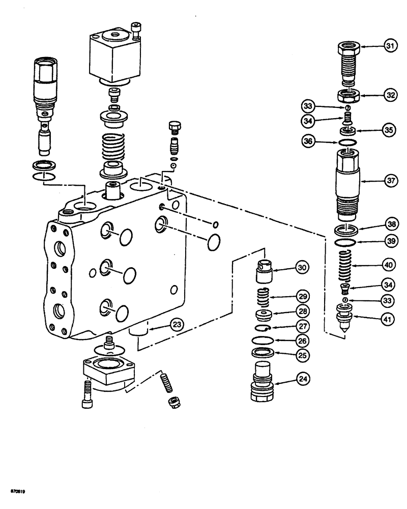 Схема запчастей Case 688 - (7-20) - DRIVE CONTROL VALVE, TRACK DRIVE SECTION, P.I.N. FROM 74123 TO 74227 (07) - BRAKES