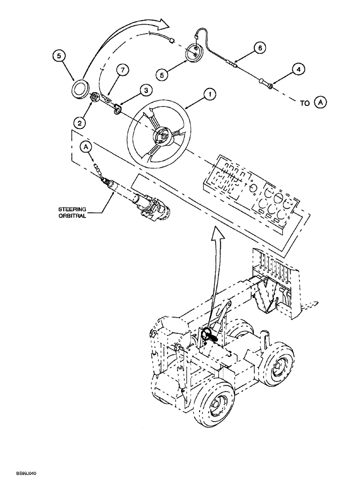 Схема запчастей Case 689G - (04-46) - HORN BUTTON AND WIRING AT STEERING COLUMN (09) - CHASSIS