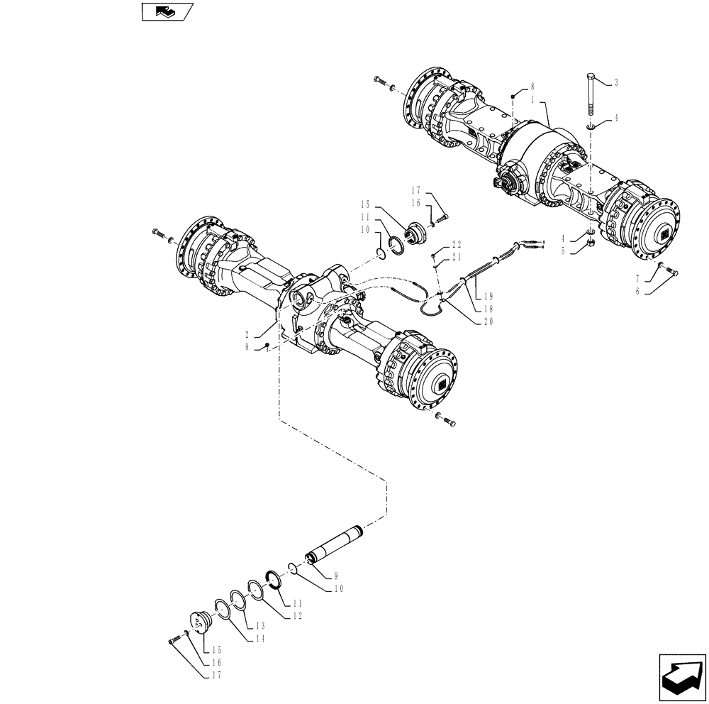 Схема запчастей Case 821F - (25.100.02[02]) - AXLE FRONT AND REAR MOUNTING - LIMITED SLIP 821 ONLY (25) - FRONT AXLE SYSTEM