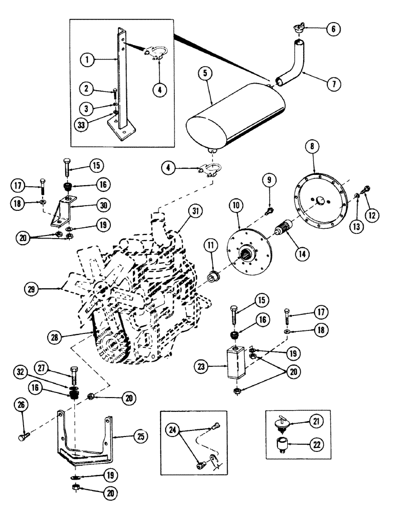 Схема запчастей Case 40 - (068) - ENGINE AND DROTT ATTACHING PARTS FOR: CASE 504BDT DIESEL ENGINE. (10) - ENGINE