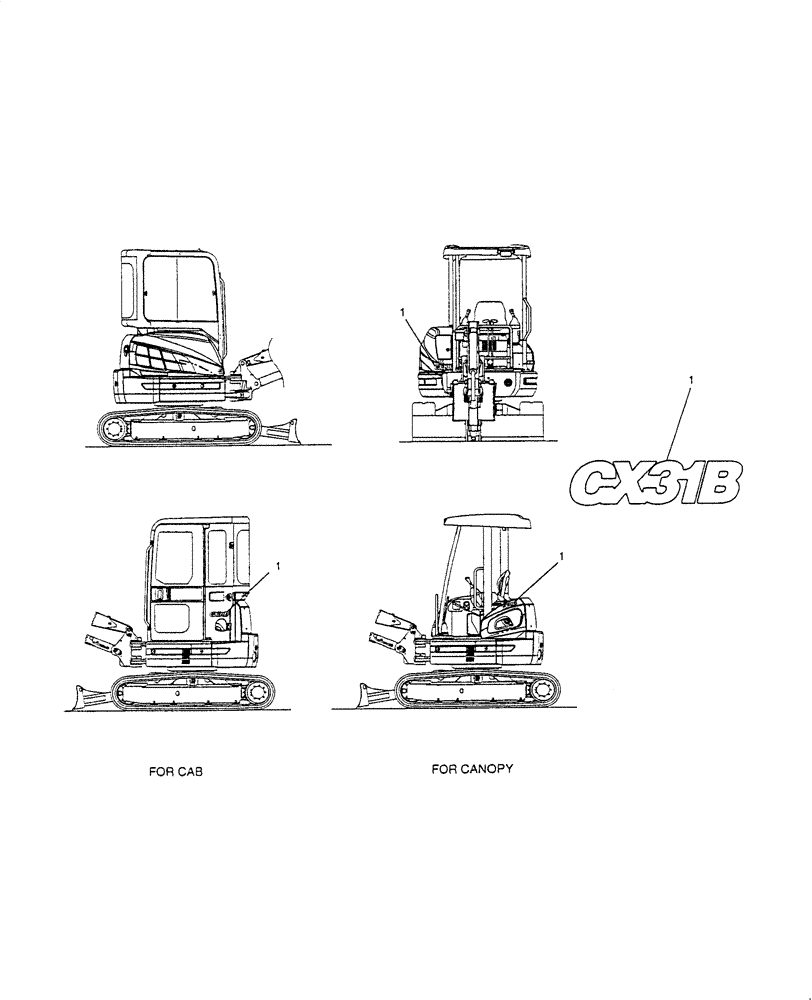 Схема запчастей Case CX31B - (968-29[1]) - DECALS (90) - PLATFORM, CAB, BODYWORK AND DECALS