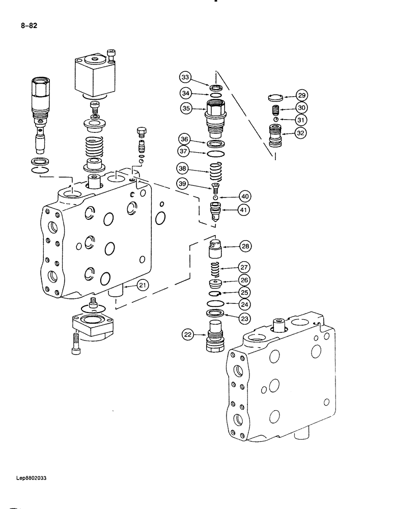 Схема запчастей Case 888 - (8-082) - ATTACHMENT CONTROL VALVE, BOOM, ARM AND TOOL SECTIONS (08) - HYDRAULICS