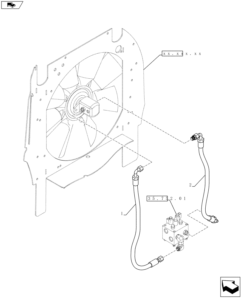 Схема запчастей Case 721F - (35.752.03) - FAN MOTOR LINES (35) - HYDRAULIC SYSTEMS