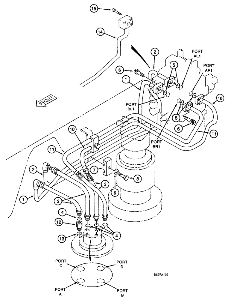 Схема запчастей Case 9045B - (8-058) - TRACK DRIVE HYDRAULIC CIRCUIT (08) - HYDRAULICS