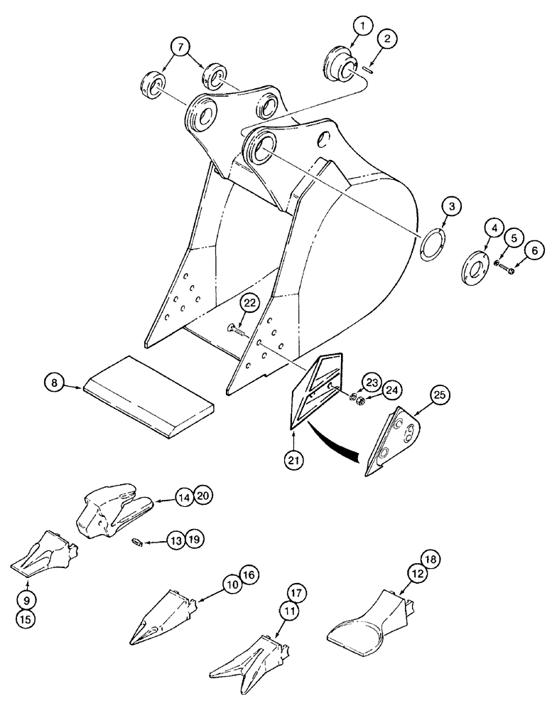 Схема запчастей Case 9050B - (9-130) - MCF BUCKETS, GENERAL PUPOSE AND HEAVY DUTY (09) - CHASSIS/ATTACHMENTS