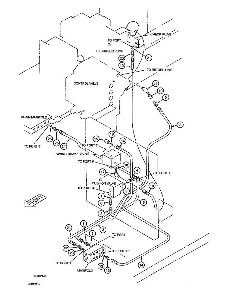 Схема запчастей Case 9030B - (8-058) - MISCELLANEOUS PILOT LINES (08) - HYDRAULICS