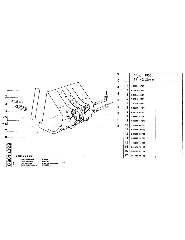 Схема запчастей Case GCK120 - (237) - LOADER BUCKET, 1.80 - 1950L 