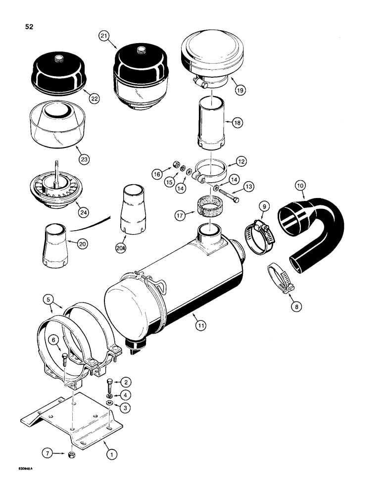 Схема запчастей Case 1150D - (052) - AIR CLEANER MOUNTING AND INTAKE PARTS (02) - ENGINE