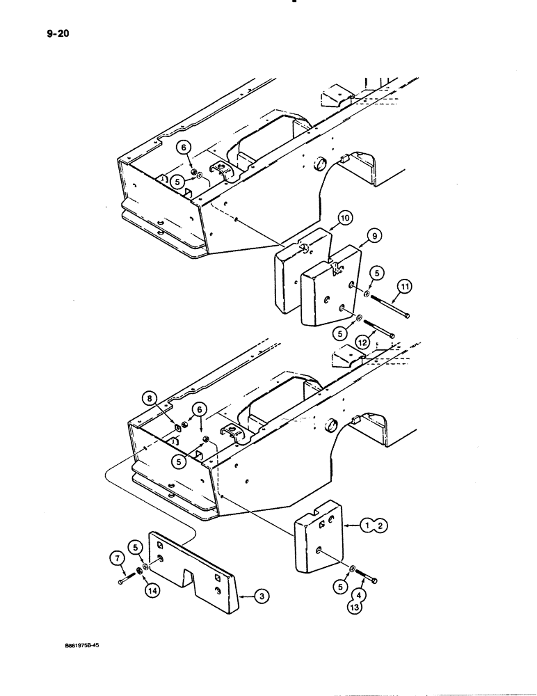 Схема запчастей Case W30 - (9-20) - COUNTERWEIGHT (09) - CHASSIS/ATTACHMENTS