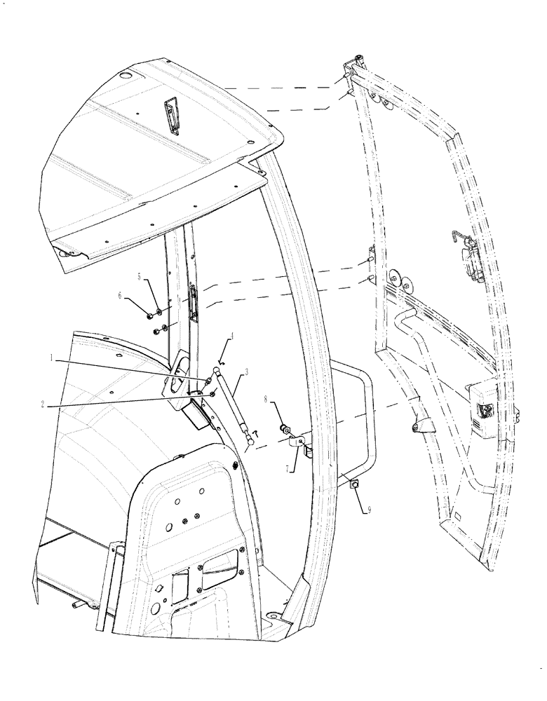 Схема запчастей Case 580SN WT - (90.154.07) - CAB - DOOR MOUNTING (90) - PLATFORM, CAB, BODYWORK AND DECALS