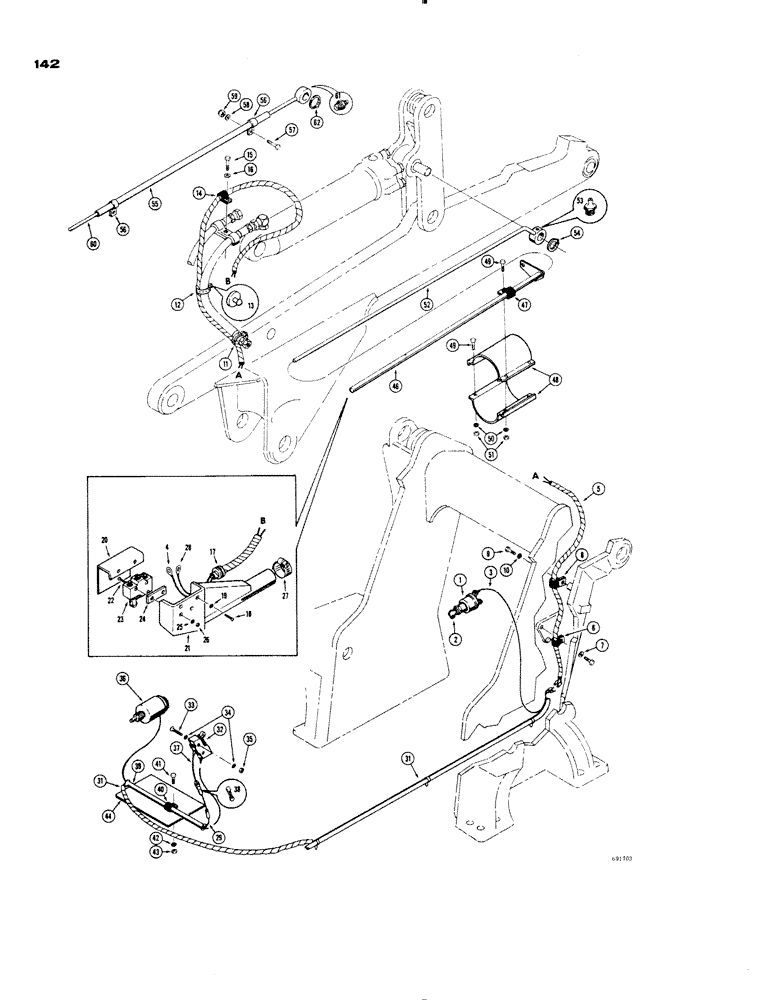 Схема запчастей Case 1150 - (142) - LOADER RETURN TO DIG PARTS (05) - UPPERSTRUCTURE CHASSIS