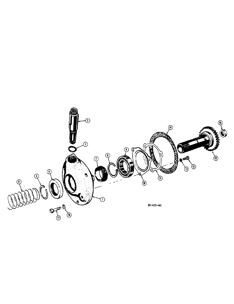 Схема запчастей Case 420BD - (078[A]) - HYDRAULIC PUMP AND TACHOMETER DRIVE (MODEL 320B AND 420BD) 