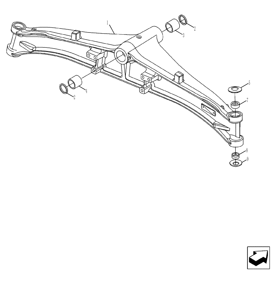 Схема запчастей Case 580SM - (44.100.16) - AXLE, FRONT (86990837) - HOUSING (44) - WHEELS