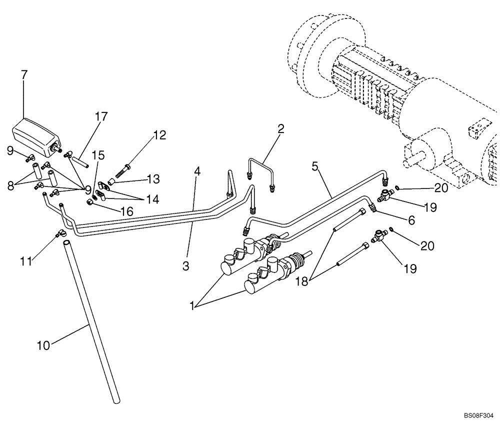 Схема запчастей Case 586G - (07-08) - HYDRAULICS - BRAKES, MASTER (07) - BRAKES