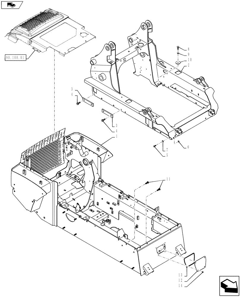 Схема запчастей Case SV250 - (90.100.AG) - CHASSIS HOODS AND COVERS (SV250,SV300) (90) - PLATFORM, CAB, BODYWORK AND DECALS