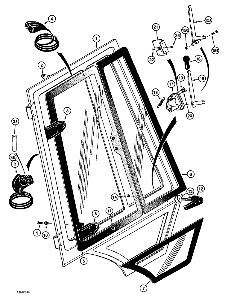 Схема запчастей Case 580SL - (9-100) - LEFT-HAND AND RIGHT-HAND CAB DOORS - EXTERIOR (09) - CHASSIS/ATTACHMENTS