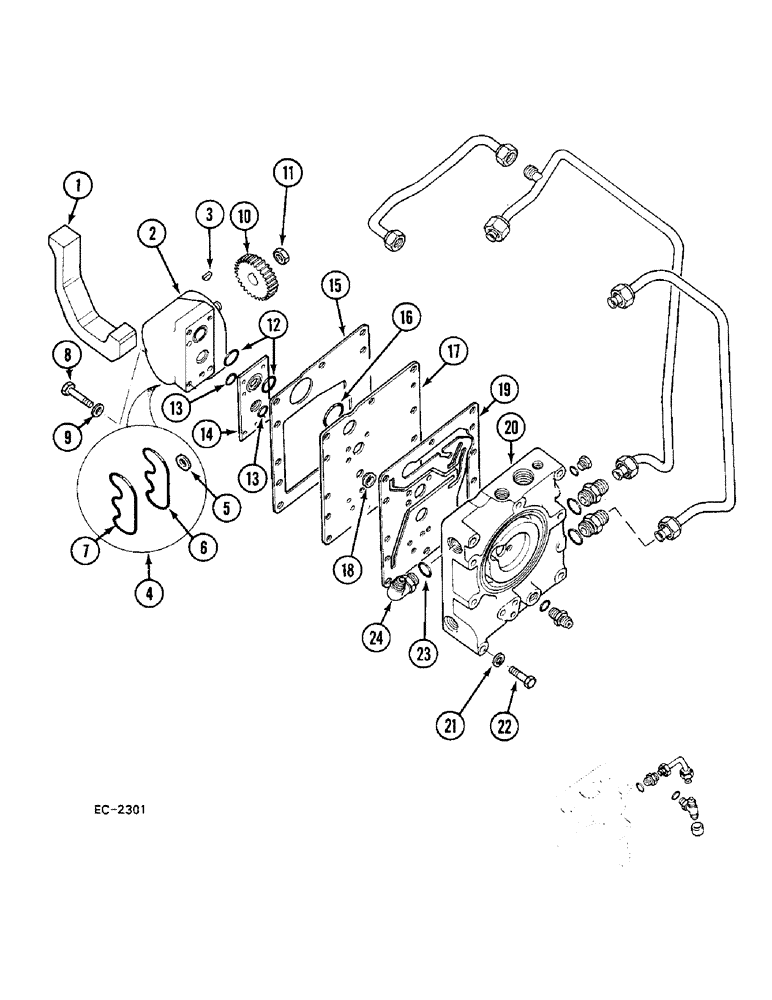 Схема запчастей Case 380B - (8-238) - HYDRAULIC POWER SUPPLY AND MULTI-CONTROL VALVE (08) - HYDRAULICS