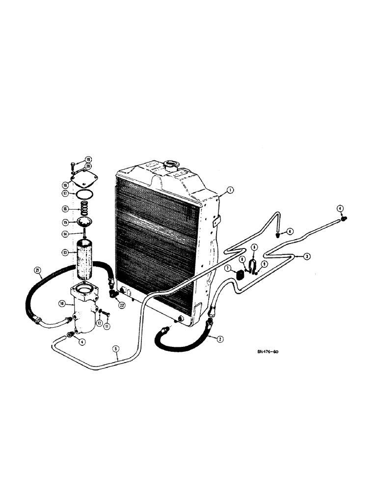 Схема запчастей Case 420BD - (076) - TORQUE CONVERTER DRIVE OIL FILTER AND COOLING TUBES 