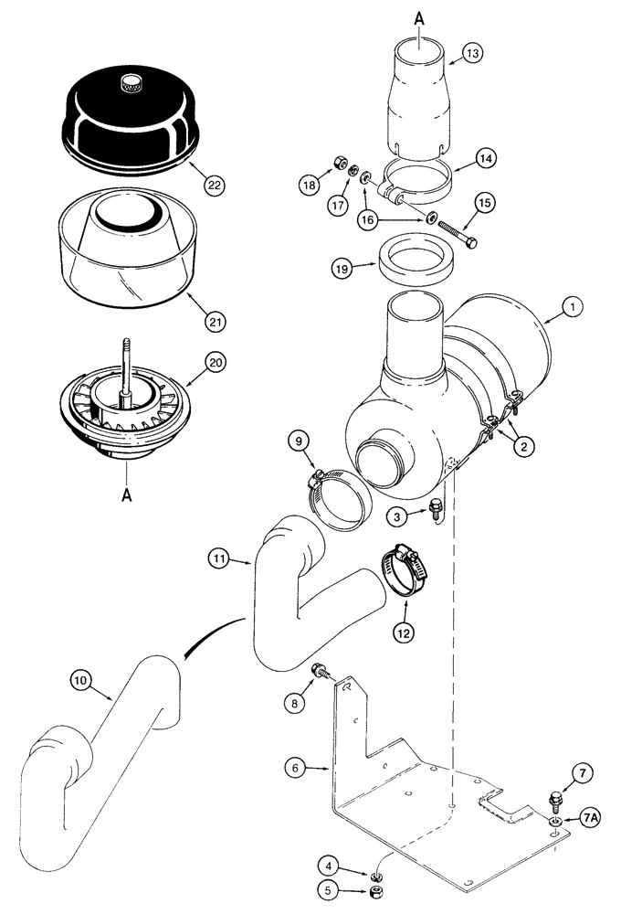 Схема запчастей Case 855E - (2-50) - AIR CLEANER MOUNTING AND INTAKE PARTS (02) - ENGINE