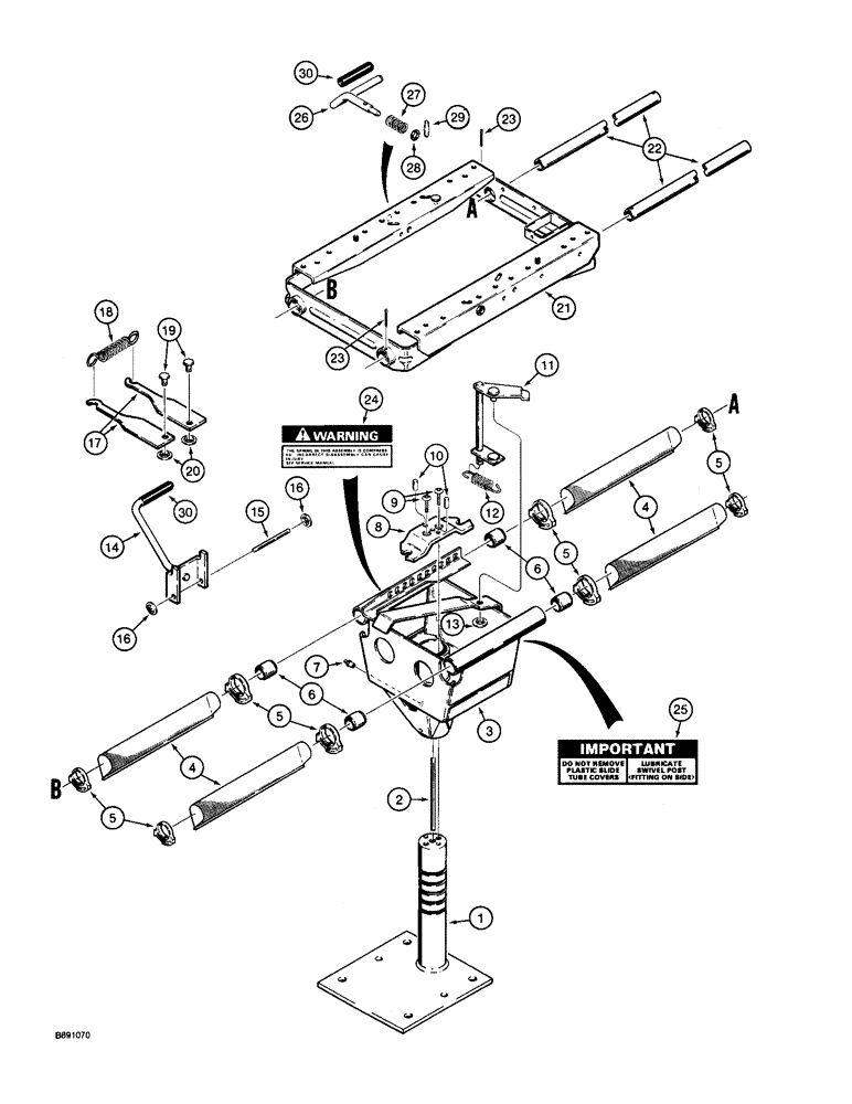 Схема запчастей Case 590 - (9-098) - SUSPENSION SEAT SUPPORT (09) - CHASSIS/ATTACHMENTS