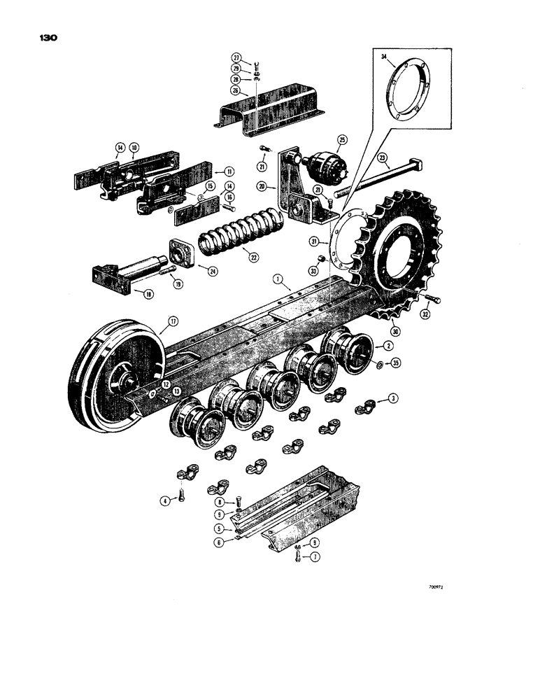 Схема запчастей Case 450 - (130) - TRACTOR FRAME AND RECOIL SYSTEM (04) - UNDERCARRIAGE