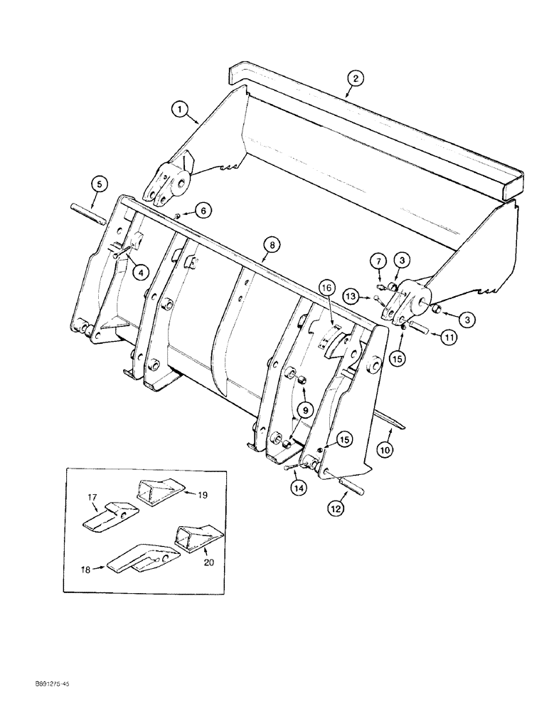 Схема запчастей Case 480F - (9-016) - LOADER CLAM BUCKET (09) - CHASSIS/ATTACHMENTS