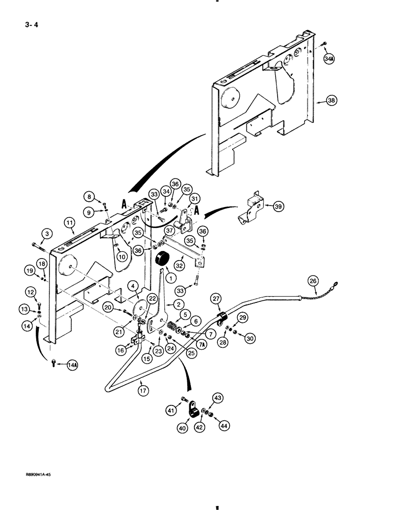 Схема запчастей Case 580K - (3-004) - THROTTLE CONTROL LINKAGE, HAND CONTROL (03) - FUEL SYSTEM