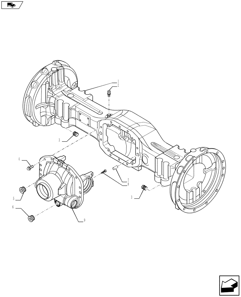 Схема запчастей Case 580SN WT - (27.100.0301) - REAR AXLE, HOUSING (27) - REAR AXLE SYSTEM