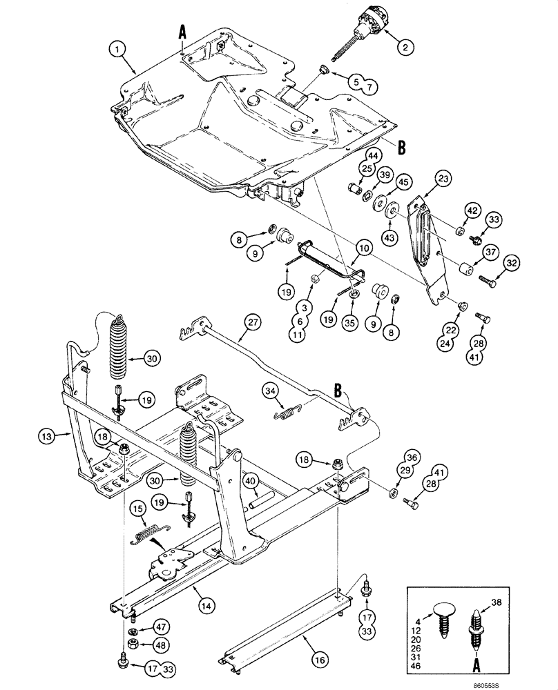 Схема запчастей Case 1845C - (09-30A) - SEAT - SUSPENSION (NORTH AMERICA) (09) - CHASSIS/ATTACHMENTS