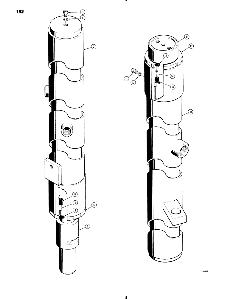 Схема запчастей Case 584C - (192) - FREE LIFT MAST LIFT CYLINDERS, USED BEFORE MAST SERIAL NUMBER 44121 (35) - HYDRAULIC SYSTEMS