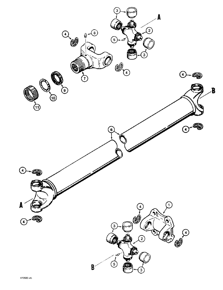 Схема запчастей Case 480F - (6-24) - DRIVE SHAFT FOR FRONT DRIVE AXLE (06) - POWER TRAIN