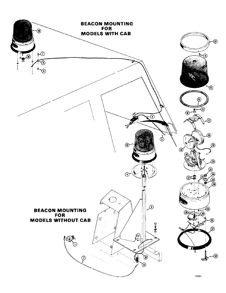 Схема запчастей Case 780 - (122) - ROTATING BEACON (04) - ELECTRICAL SYSTEMS