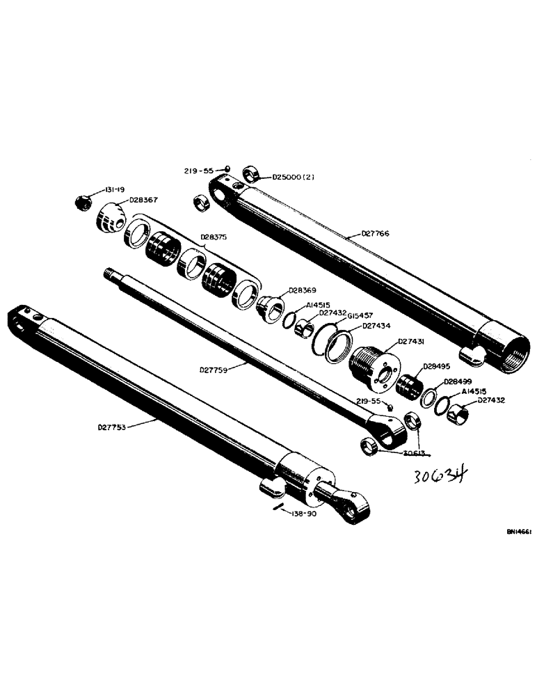 Схема запчастей Case 31 - (106) - D27753 HYDRAULIC BUCKET CYLINDER 