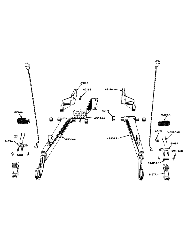 Схема запчастей Case 425 - (142) - EAGLE HITCH DRAFT ARMS (37) - HITCHES, DRAWBARS & IMPLEMENT COUPLINGS