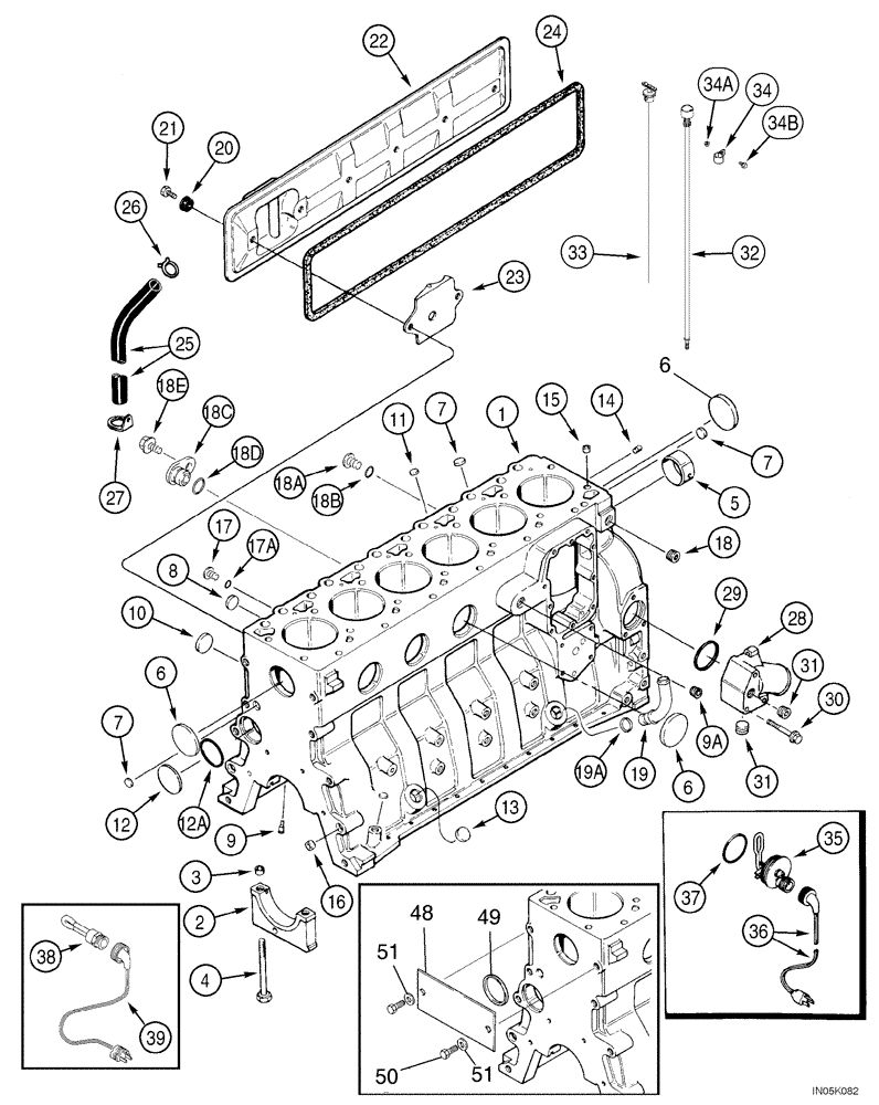 Схема запчастей Case 1150H_IND - (02-18) - CYLINDER BLOCK (02) - ENGINE