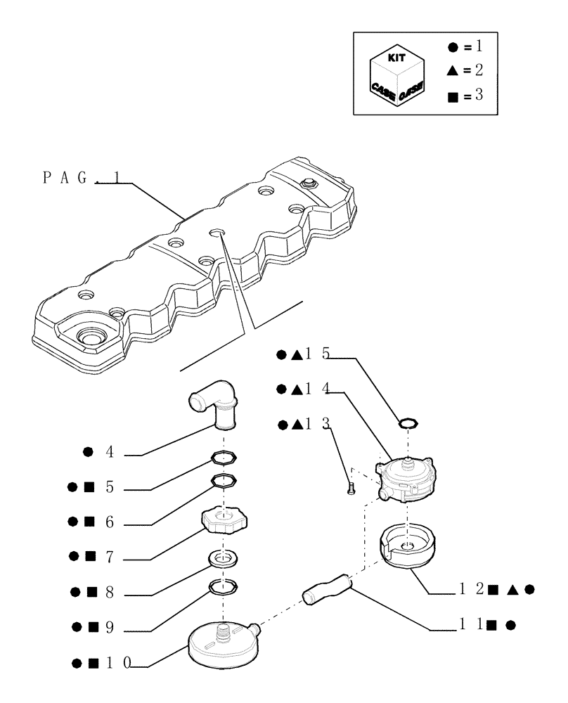 Схема запчастей Case 1850K - (0.063[02]) - CYLINDER HEAD - ENGINE BREATHER (01) - ENGINE