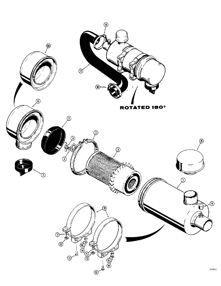 Схема запчастей Case 1530 - (008) - AIR CLEANER, STANDARD TYPE (02) - ENGINE